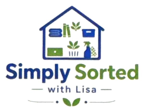 Simply Sorted with Lisa logo: a house with shelves, plants and a spray bottle